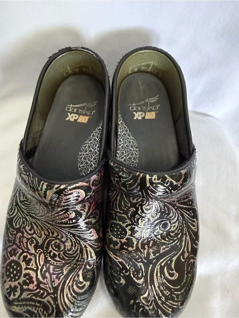 Women’s dansko XP 2.0 Slip-On Clog with Floral Metallic Pattern - Black